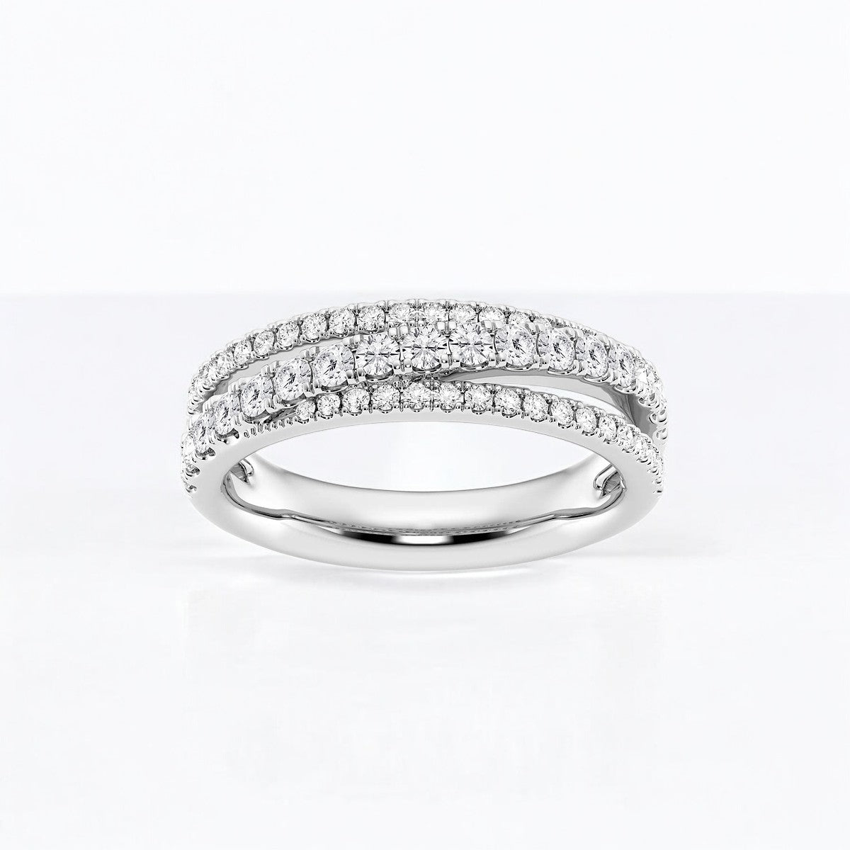 Round Lab Grown Diamond Crossover Fashion Band