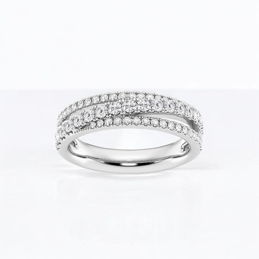 Round Lab Grown Diamond Crossover Fashion Band