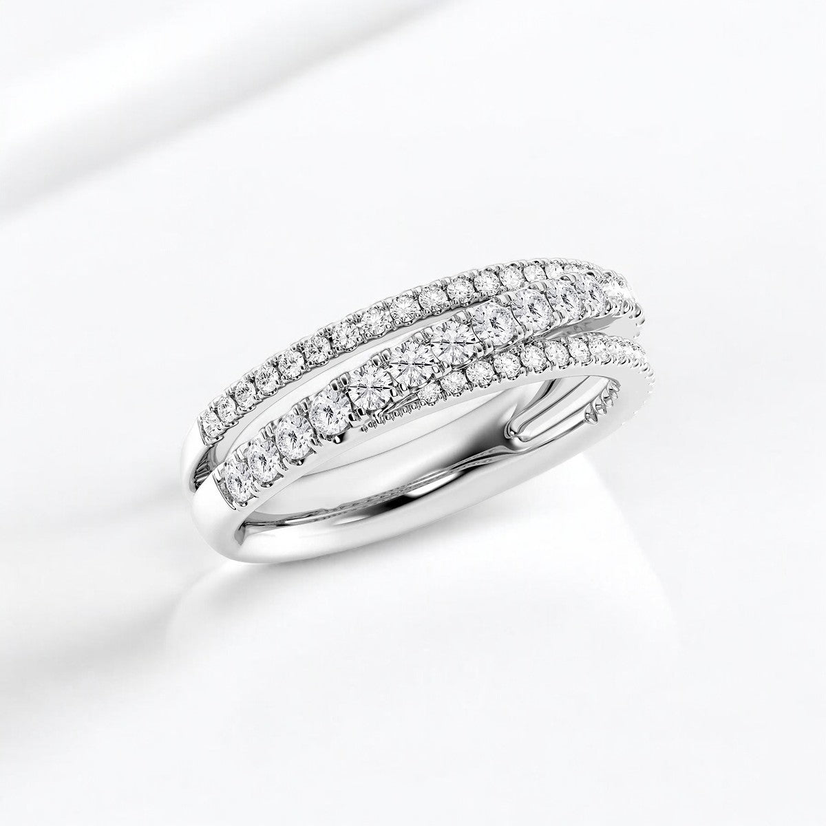 Round Lab Grown Diamond Crossover Fashion Band