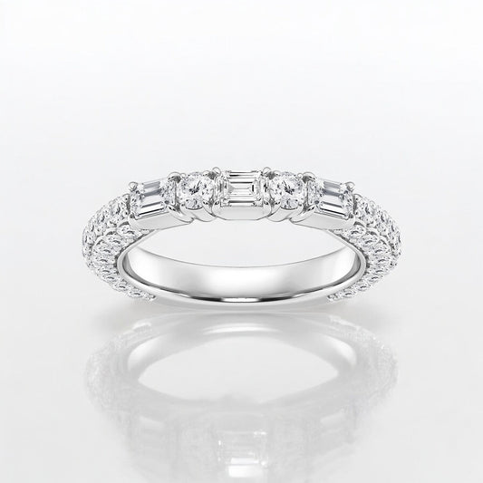 Emerald & Round Lab Grown Diamond Rollover Fashion Band