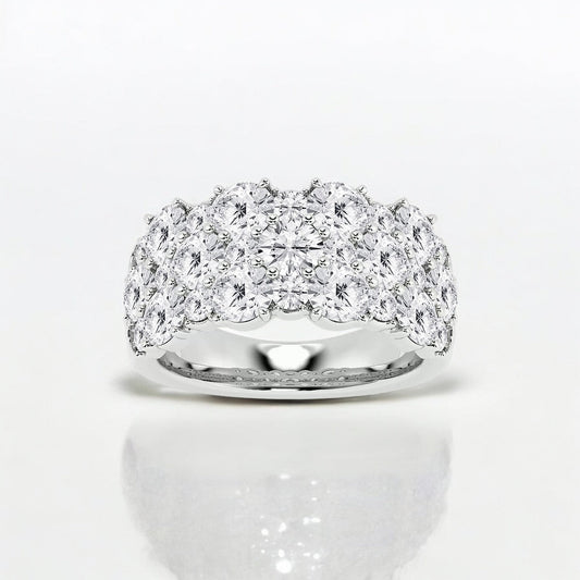 Round Lab Grown Diamond Three Row Fashion Band