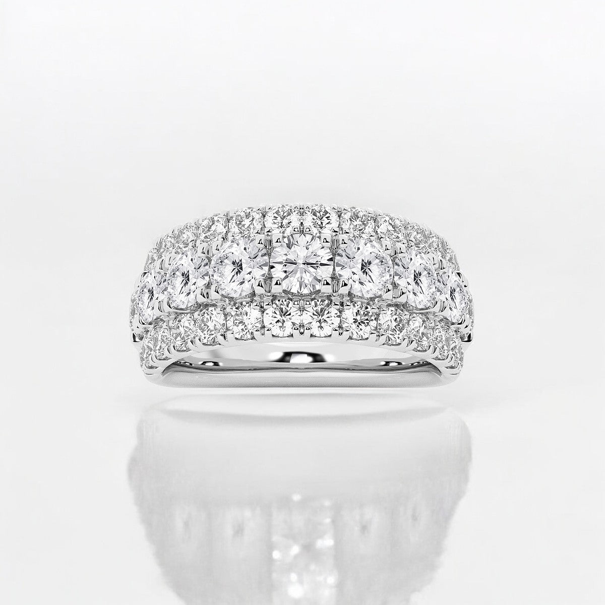 Round Lab Grown Diamond Triple Row Fashion Band