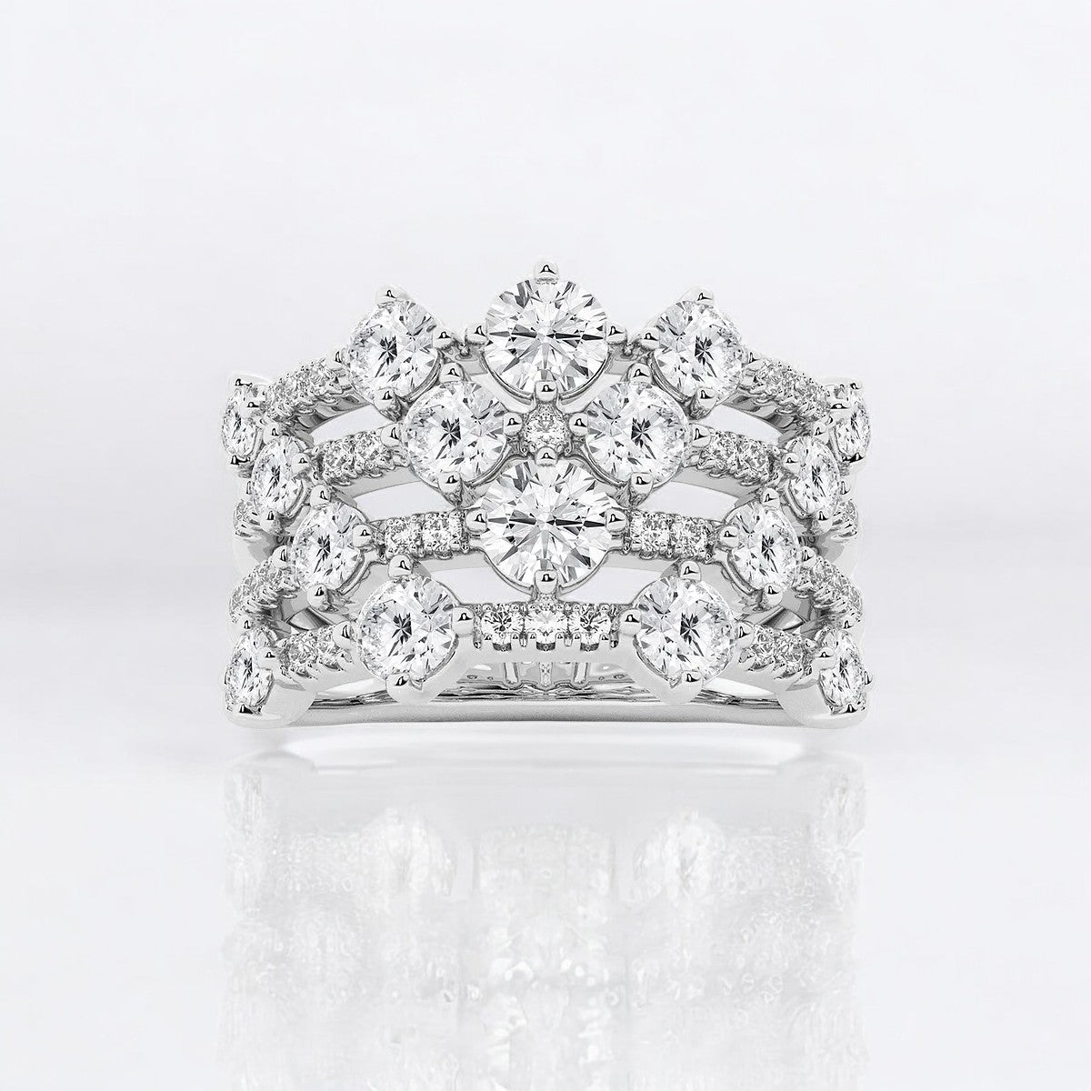 Round Lab Grown Diamond Multi Row Fashion Band