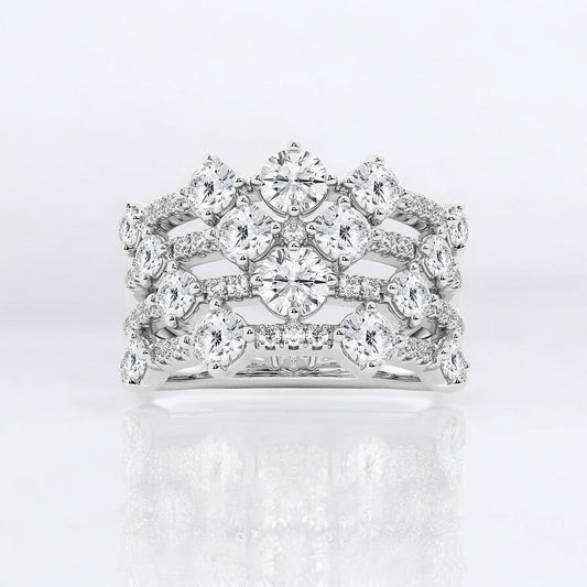 Round Lab Grown Diamond Multi Row Fashion Band
