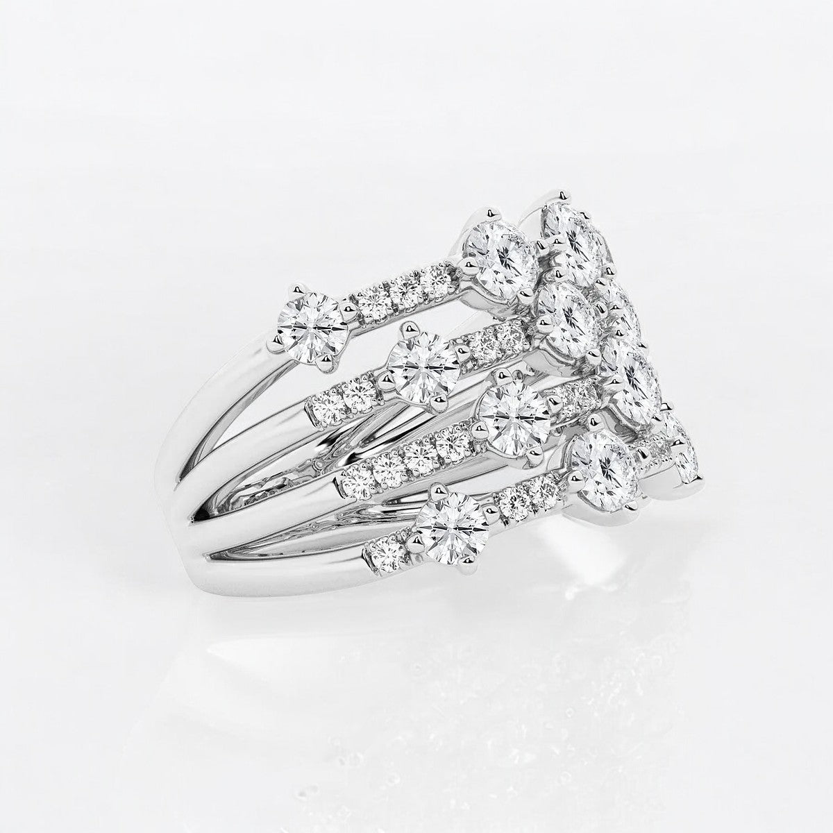 Round Lab Grown Diamond Multi Row Fashion Band