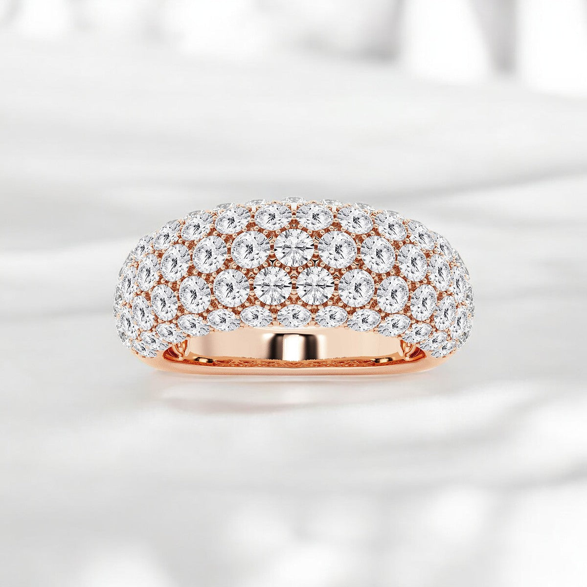 Round Lab Grown Diamond Domed Fashion Band