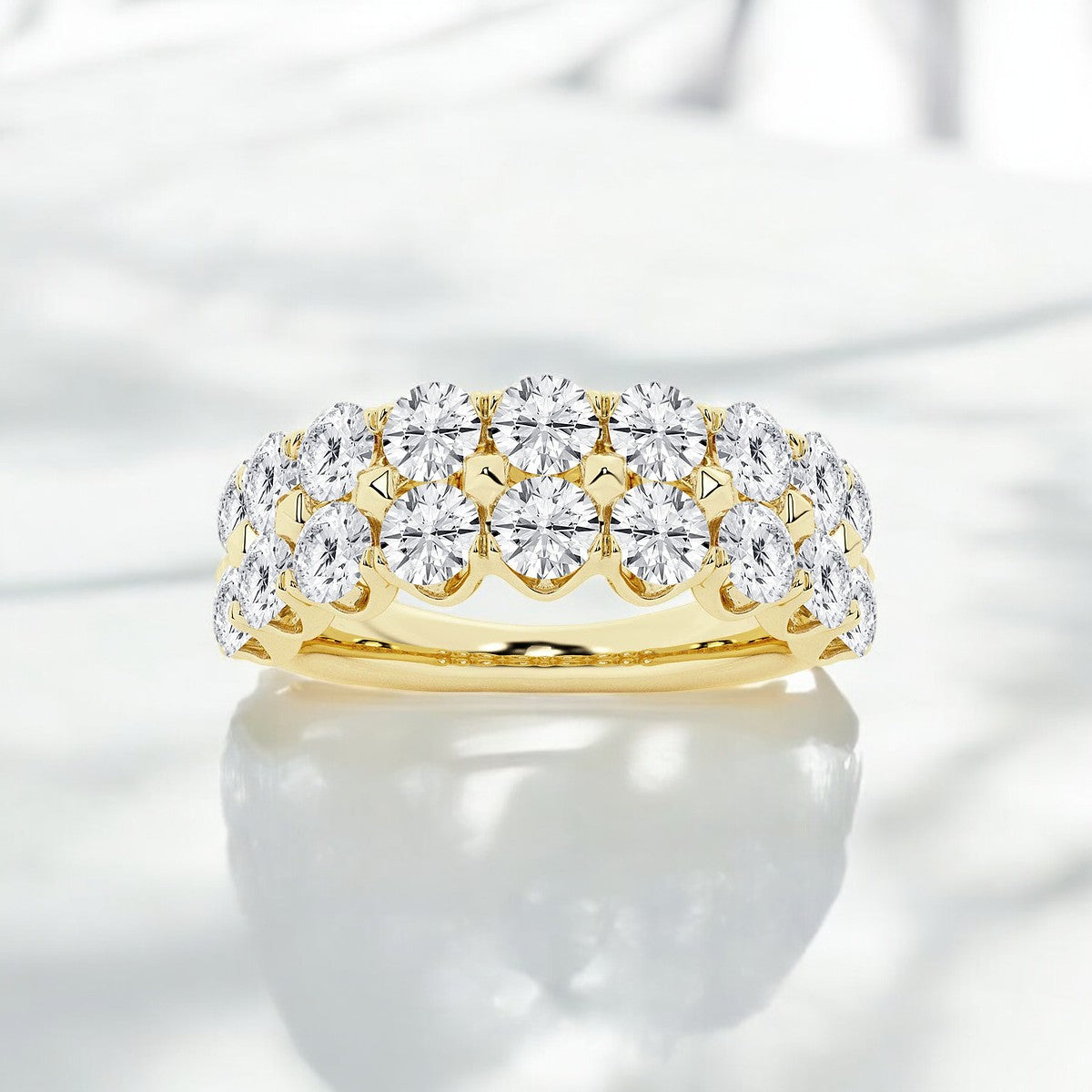 Round Lab Grown Diamond Double Row Fashion Band