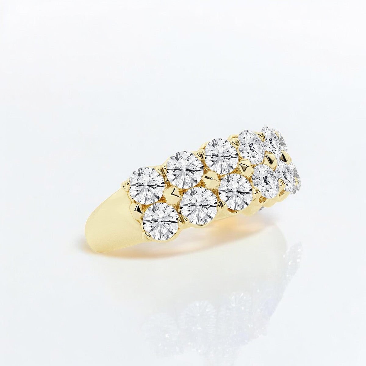 Round Lab Grown Diamond Double Row Fashion Band