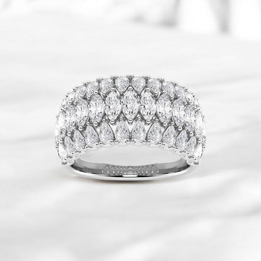 Pear and Marquise Lab Grown Diamond Triple Row Fashion Band