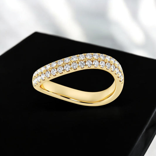 Round Lab Grown Diamond Double Row Swirl Stackable Rings