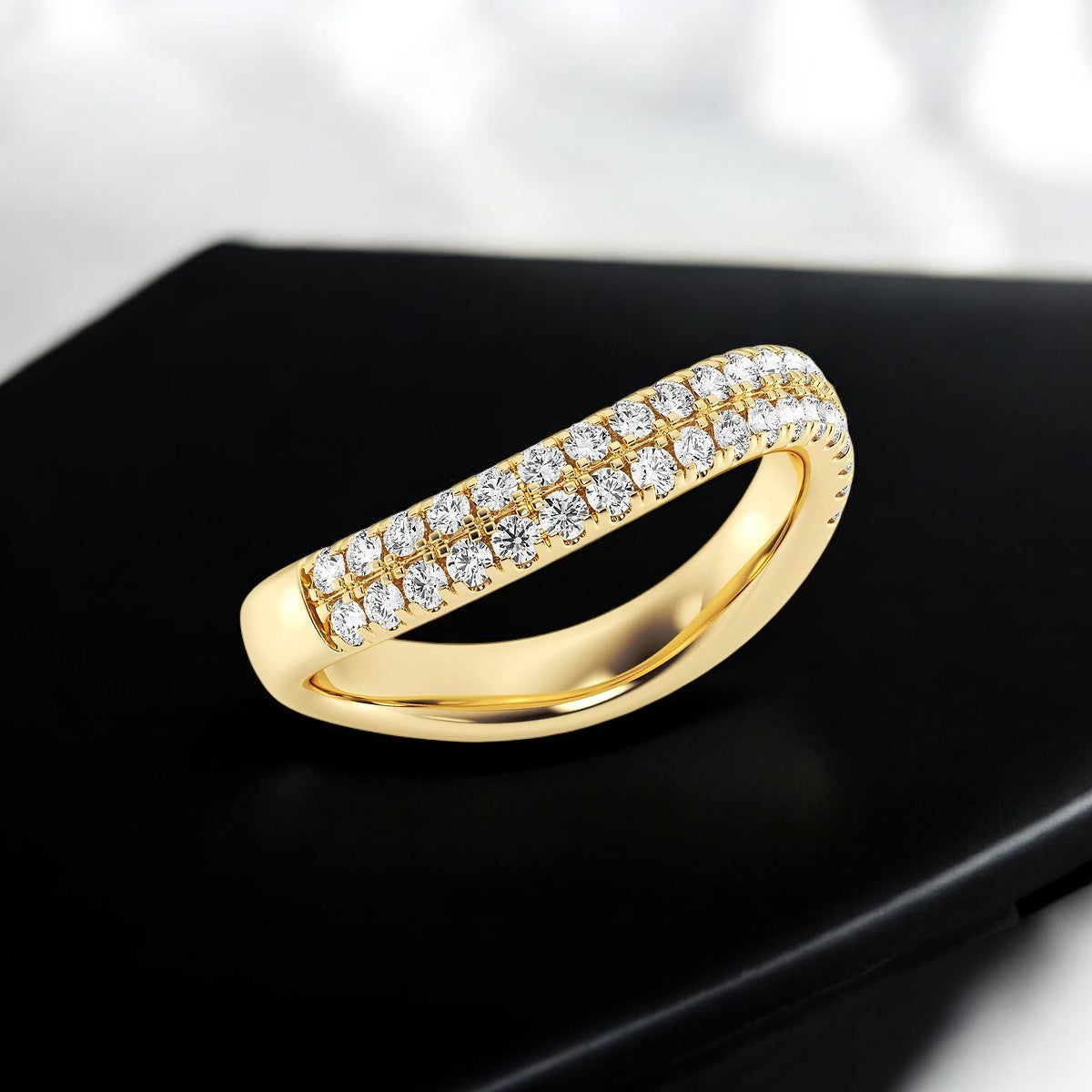 Round Lab Grown Diamond Double Row Swirl Stackable Rings