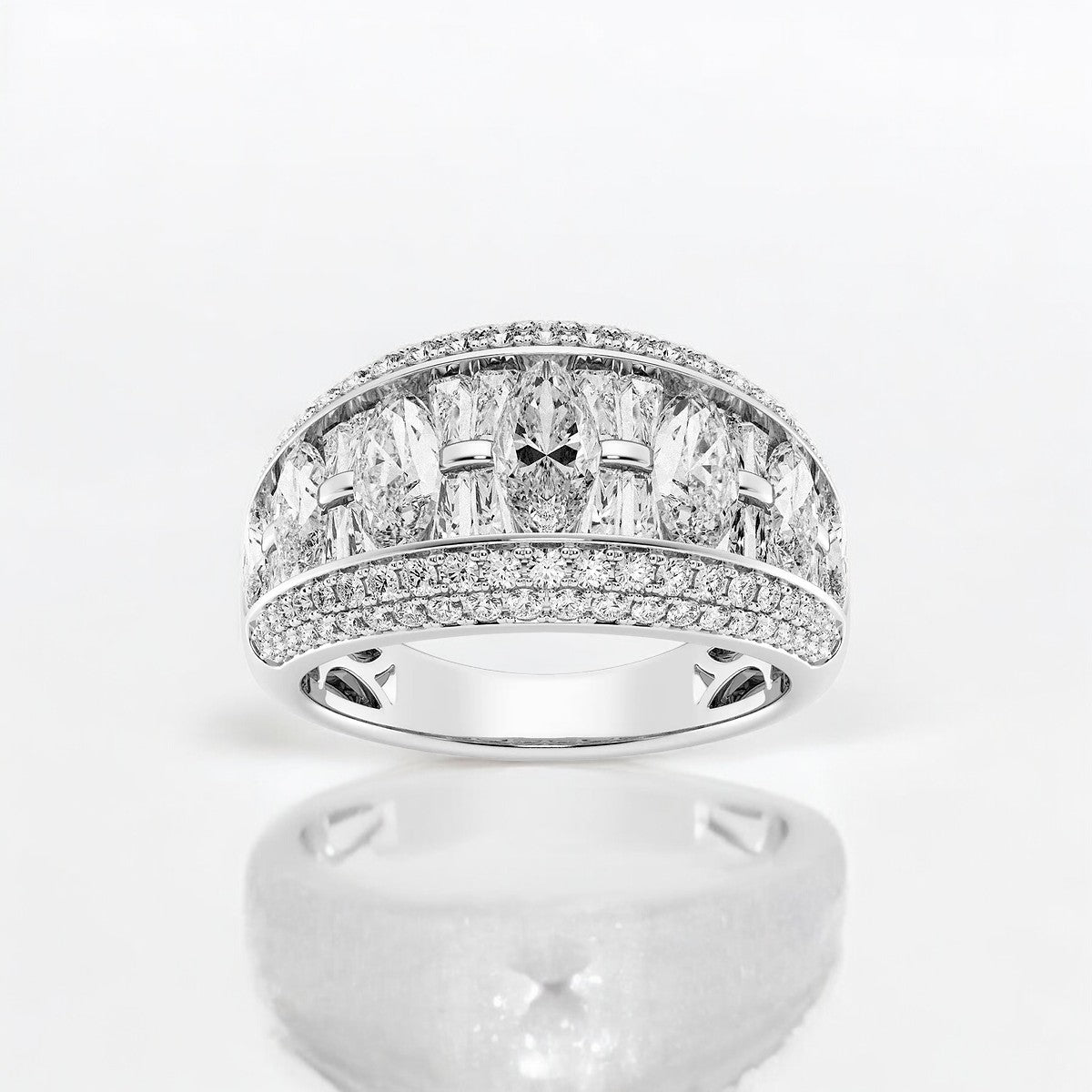 Marquise and Baguette Lab Grown Diamond Alternating Fashion Band