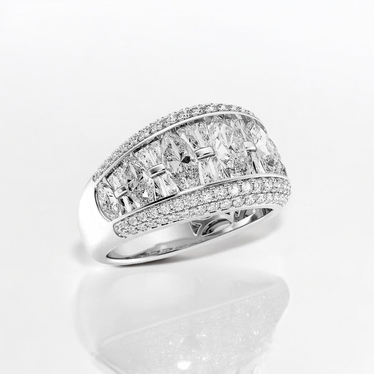 Marquise and Baguette Lab Grown Diamond Alternating Fashion Band