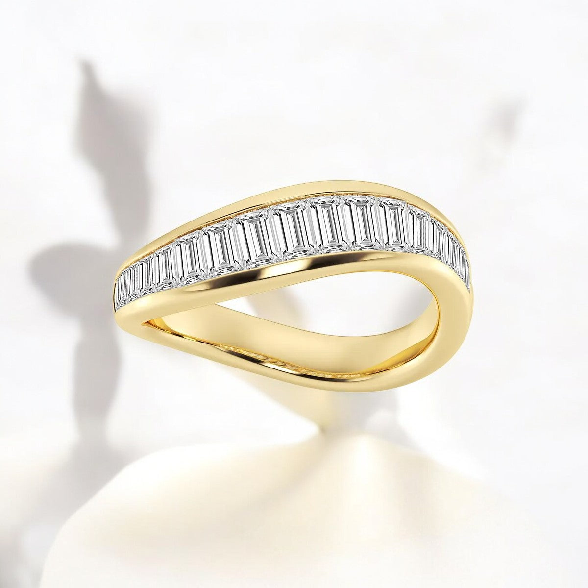 Baguette Lab Grown Diamond Curved Stackable Rings