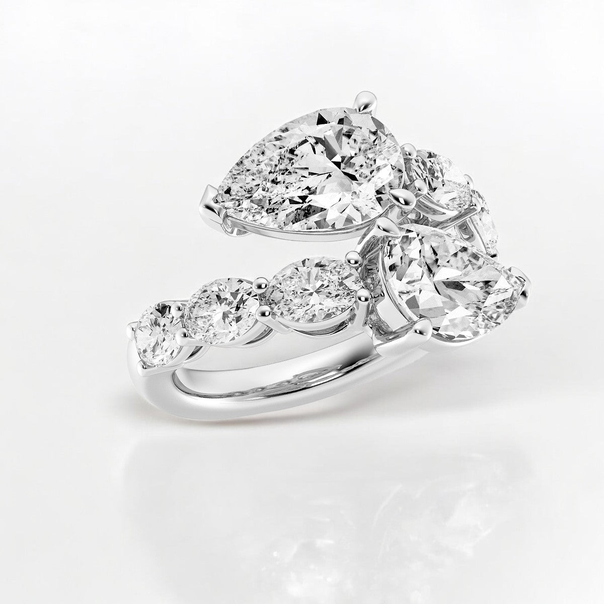 Pear and Oval Lab Grown Diamond Bypass Fashion Ring