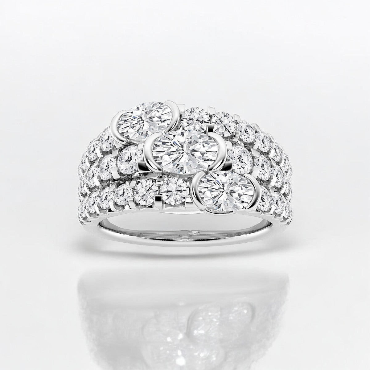 Oval Lab Grown Diamond Three Row Fashion Band