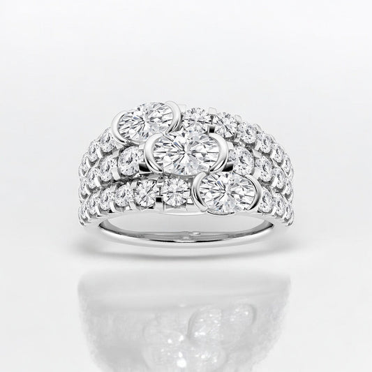 Oval Lab Grown Diamond Three Row Fashion Band