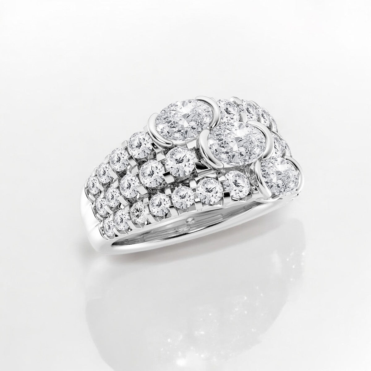 Oval Lab Grown Diamond Three Row Fashion Band