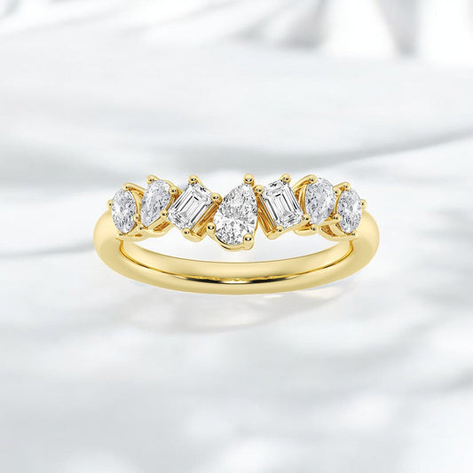 Pear, Oval, and Emerald Lab Grown Diamond Contour Fashion Band