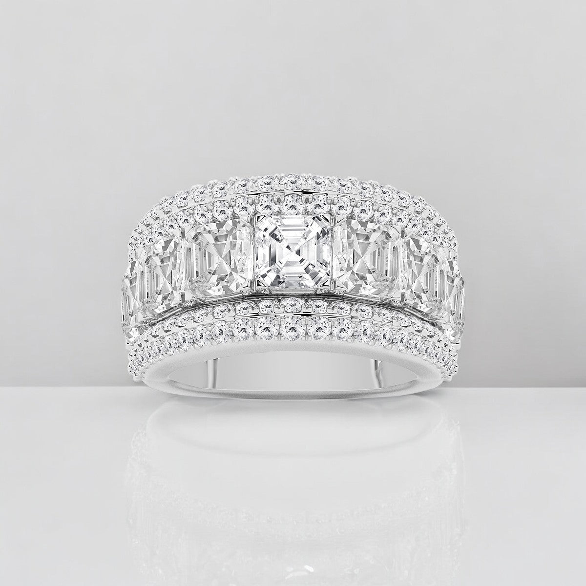 Asscher Lab Grown Diamond Multi-Row Fashion Band