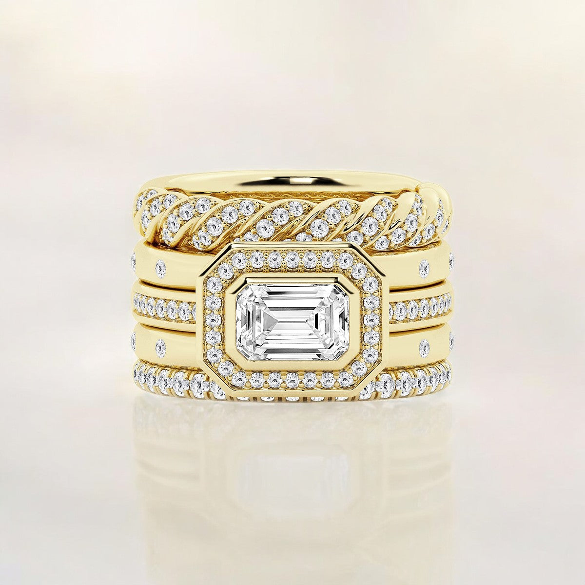 Emerald Lab Grown Diamond East-West Five Piece Fashion Band