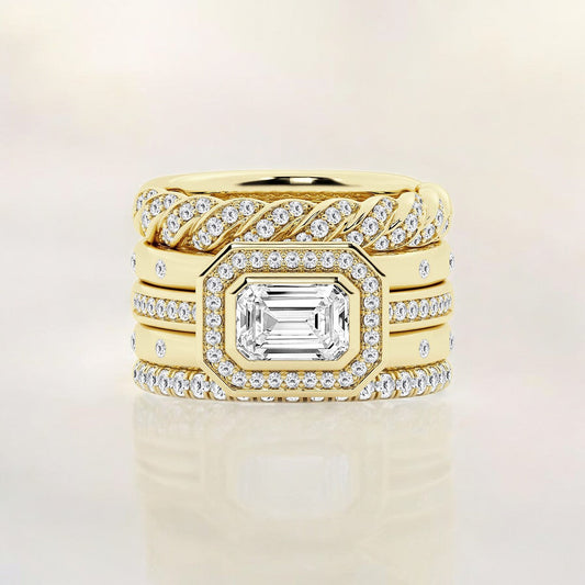 Emerald Lab Grown Diamond East-West Five Piece Fashion Band