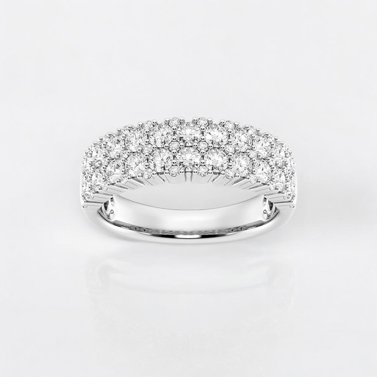 Round Lab Grown Diamond Double Row Fashion Band