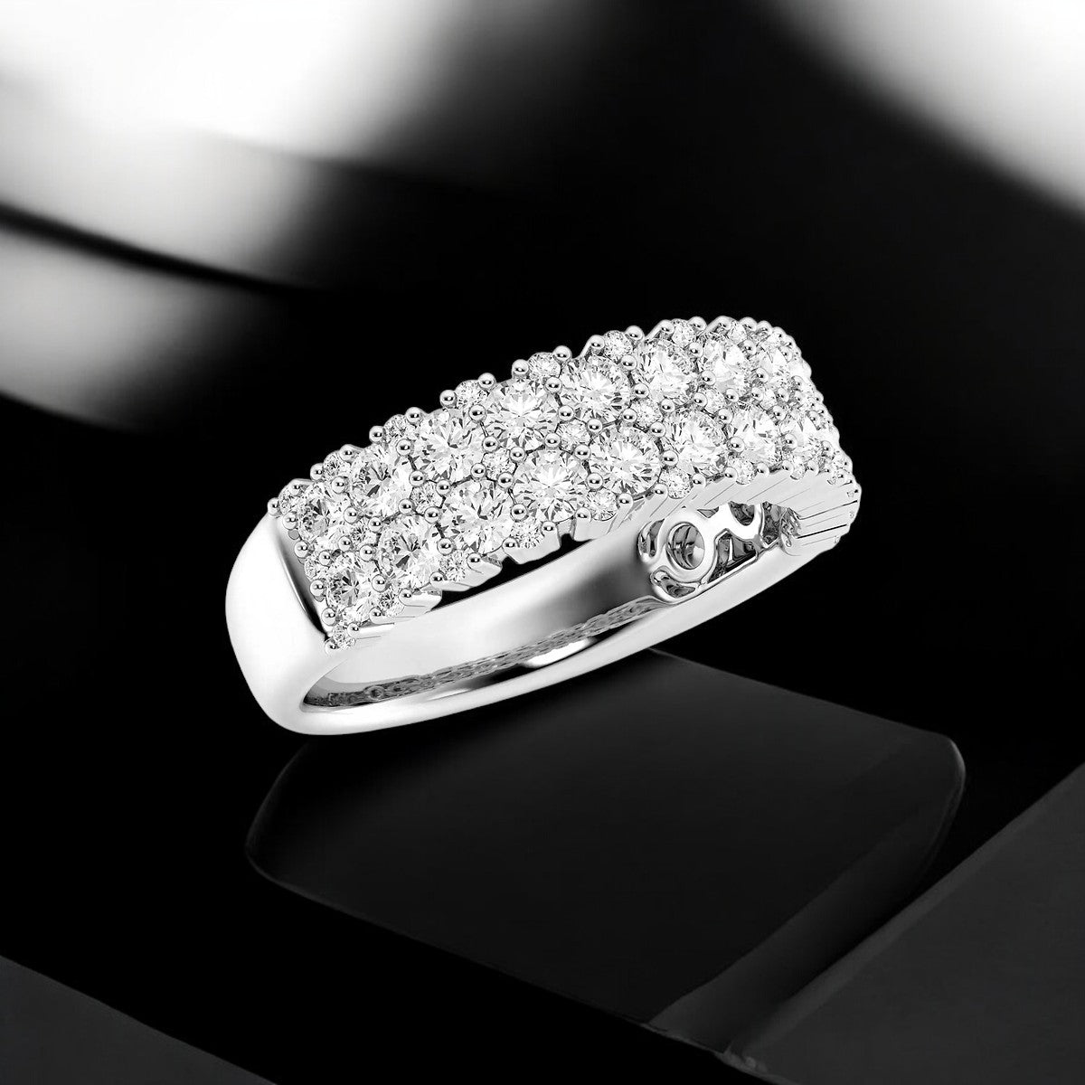 Round Lab Grown Diamond Double Row Fashion Band