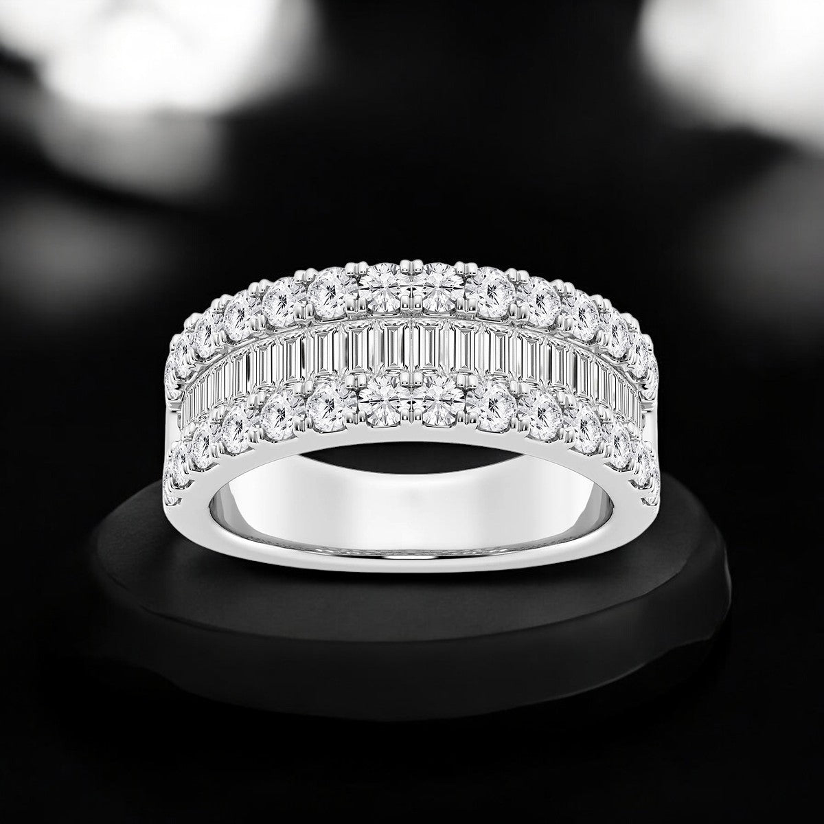 Round and Baguette Lab Grown Diamond Fashion Band