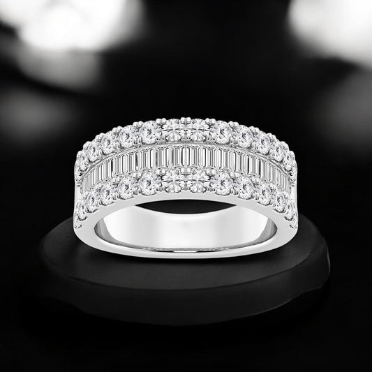 Round and Baguette Lab Grown Diamond Fashion Band