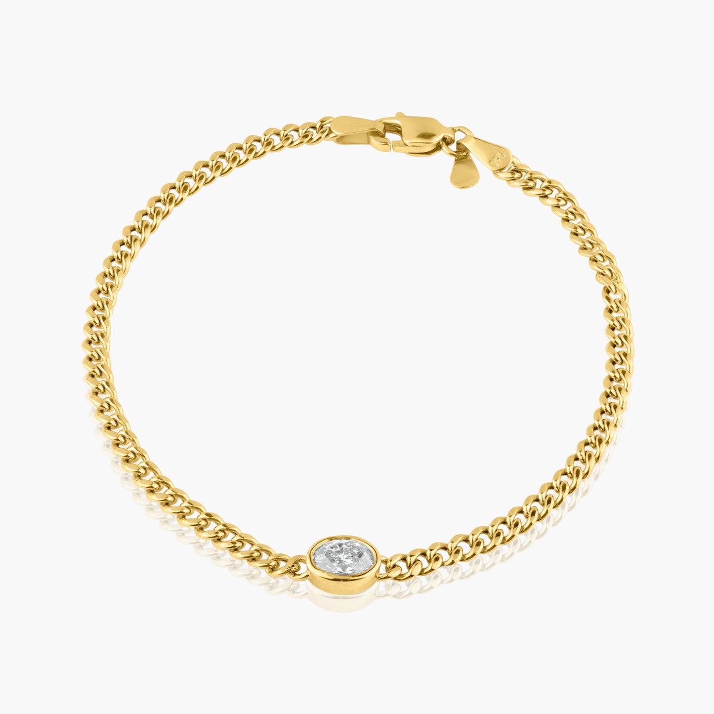 14K Yellow Gold Oval Bezel Chain Link Bracelet-B-OVB50SE