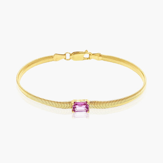 14K Yellow Gold Colored Gemstone Snake Bracelet  - BPPSE