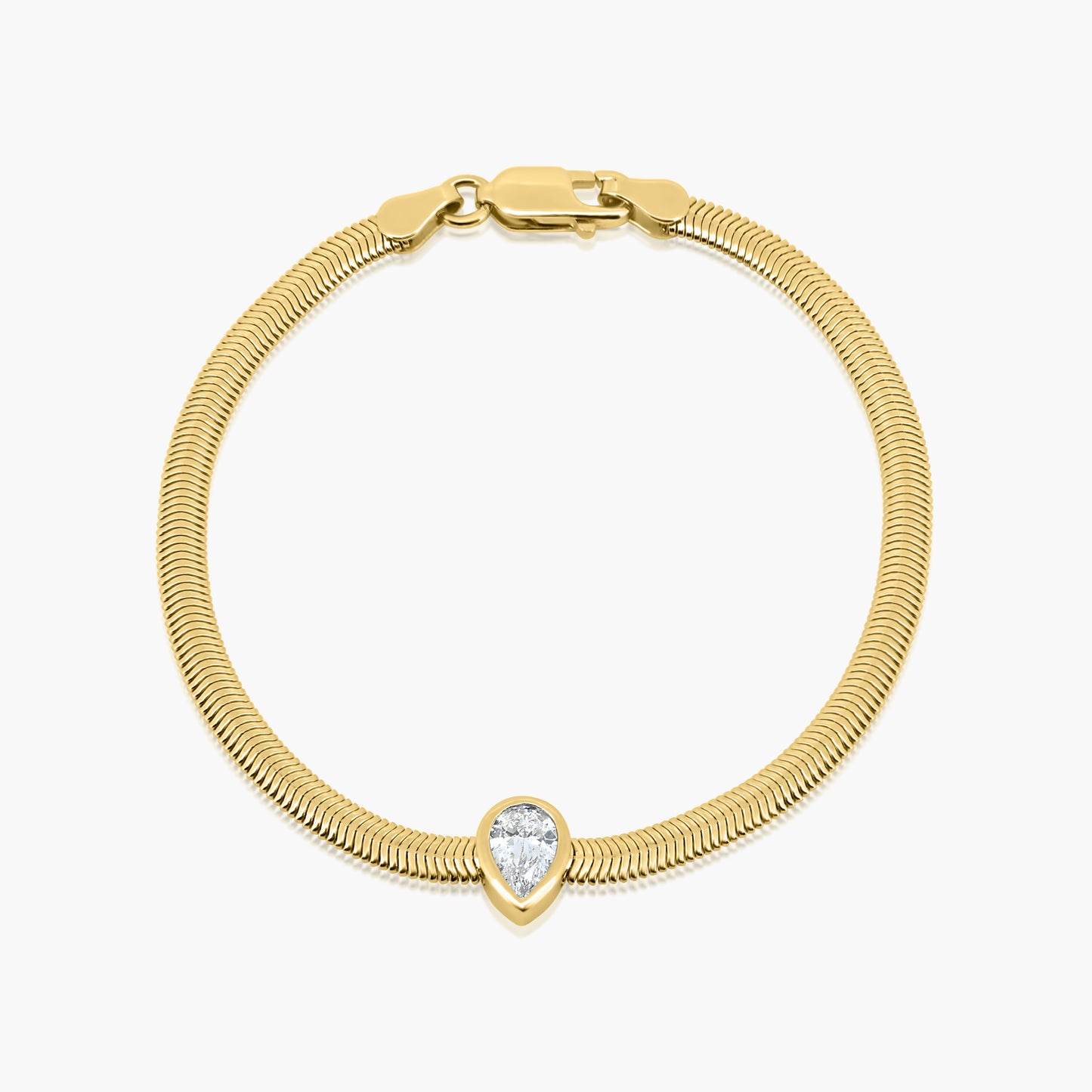 14K Yellow Gold Pear Bezel Snake Bracelet - BPS50SE