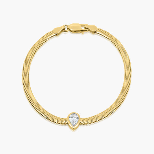 14K Yellow Gold Pear Bezel Snake Bracelet - BPS50SE