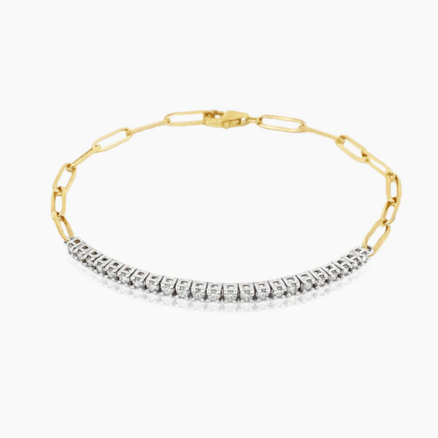 14K Two Tone Paper Clip Bracelet-BPT4-2.0BMC