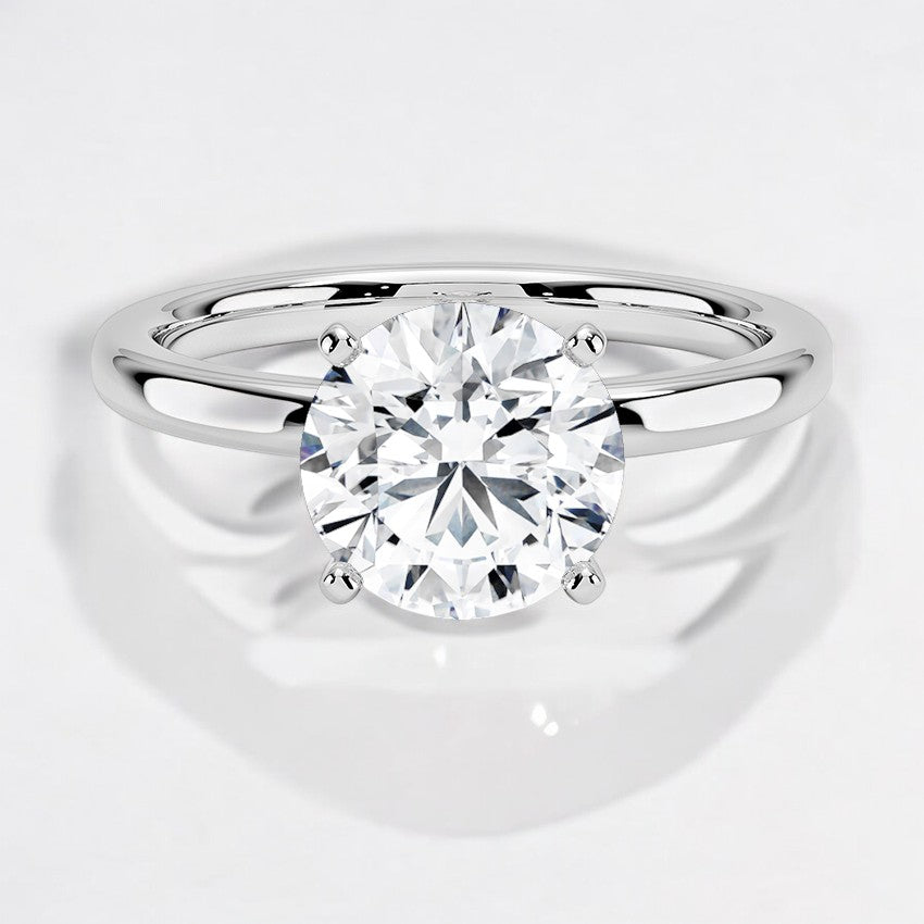 Comfort Fit 2mm Solitaire Lab Grown Diamond Engagement Ring - Intricately Designed for Modern Brides
