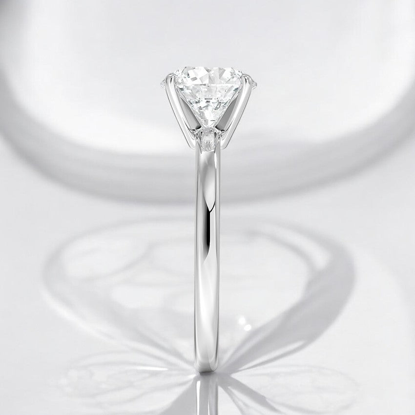 Comfort Fit 2mm Solitaire Lab Grown Diamond Engagement Ring - Intricately Designed for Modern Brides