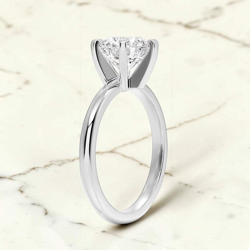 Comfort Fit 2mm Six-Prong Solitaire Ring in 14K White Gold