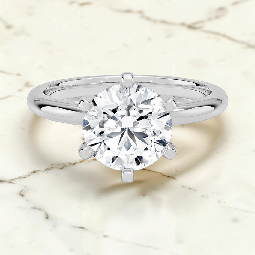 Comfort Fit 2mm Six-Prong Solitaire Ring in 14K White Gold