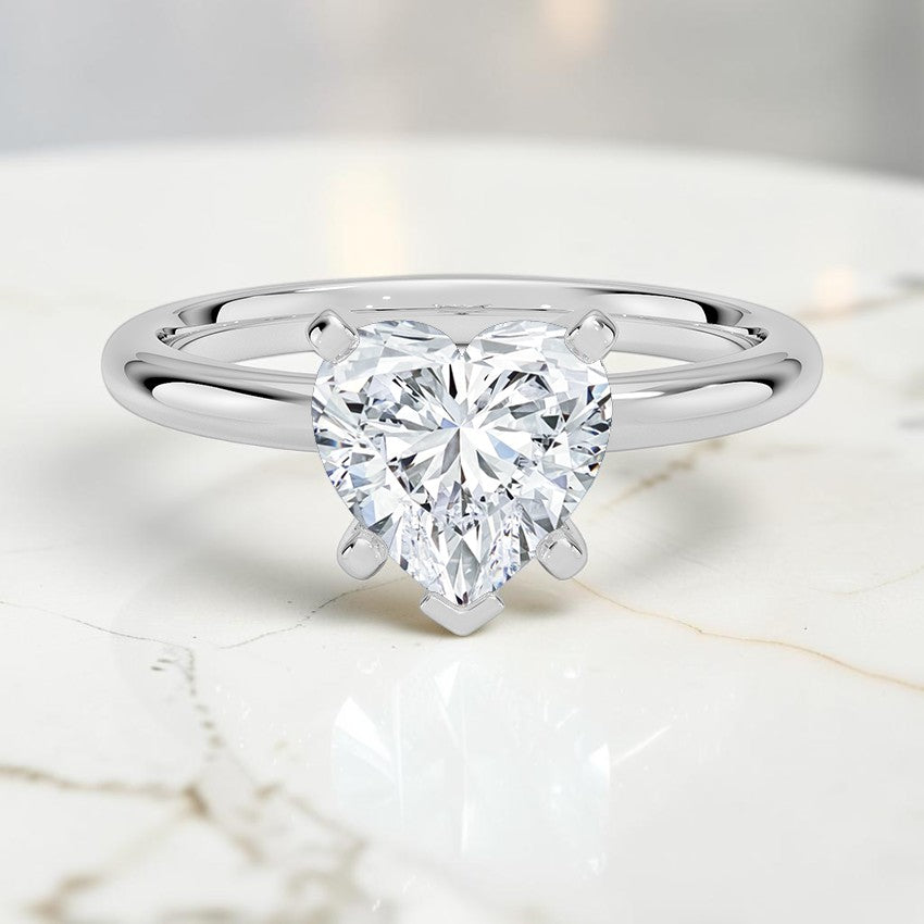 Comfort Fit 2mm Six-Prong Solitaire Ring in 14K White Gold