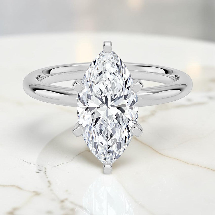 Comfort Fit 2mm Six-Prong Solitaire Ring in 14K White Gold