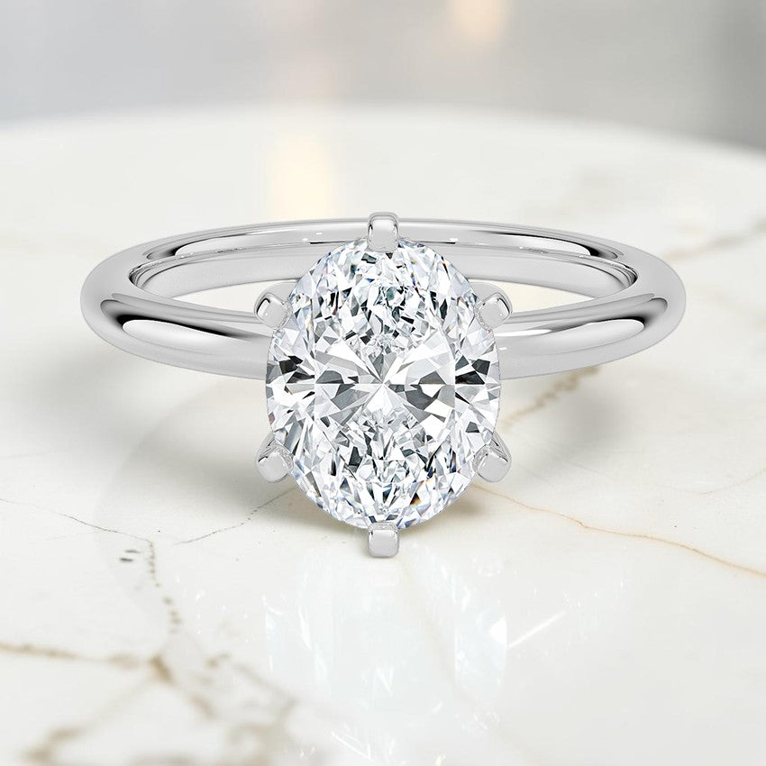 Comfort Fit 2mm Six-Prong Solitaire Ring in 14K White Gold