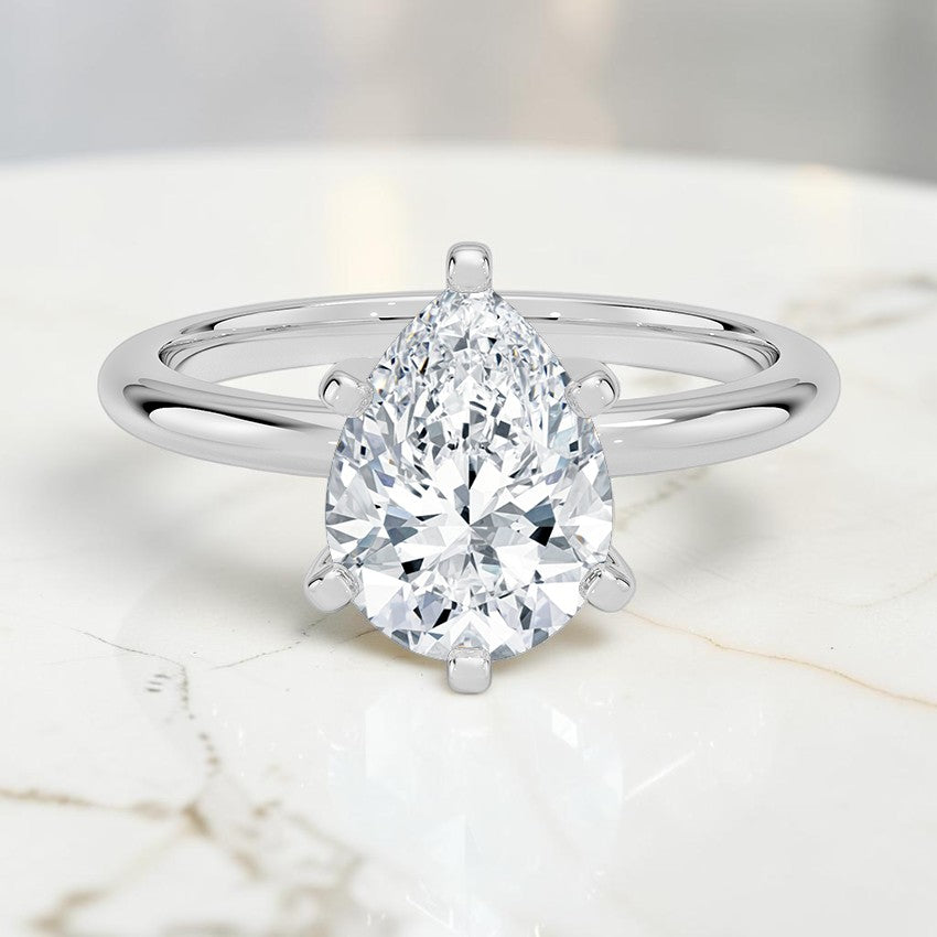 Comfort Fit 2mm Six-Prong Solitaire Ring in 14K White Gold