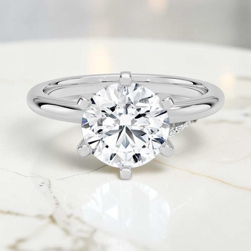 Comfort Fit 2mm Six-Prong Solitaire Ring in 14K White Gold