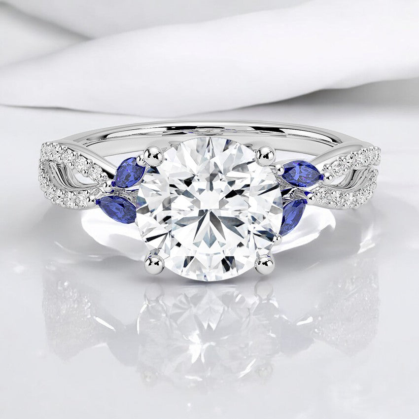 Sapphire and Lab Grown Diamond Engagement Ring - A Testament to Timeless Beauty