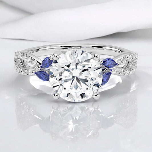 Sapphire and Lab Grown Diamond Engagement Ring - A Testament to Timeless Beauty
