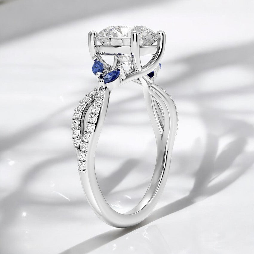 Sapphire and Lab Grown Diamond Engagement Ring - A Testament to Timeless Beauty