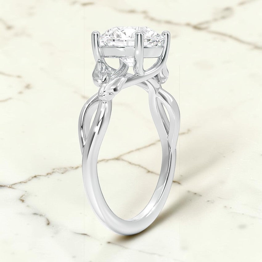 Budding Florence Solitaire Ring in 14K White Gold