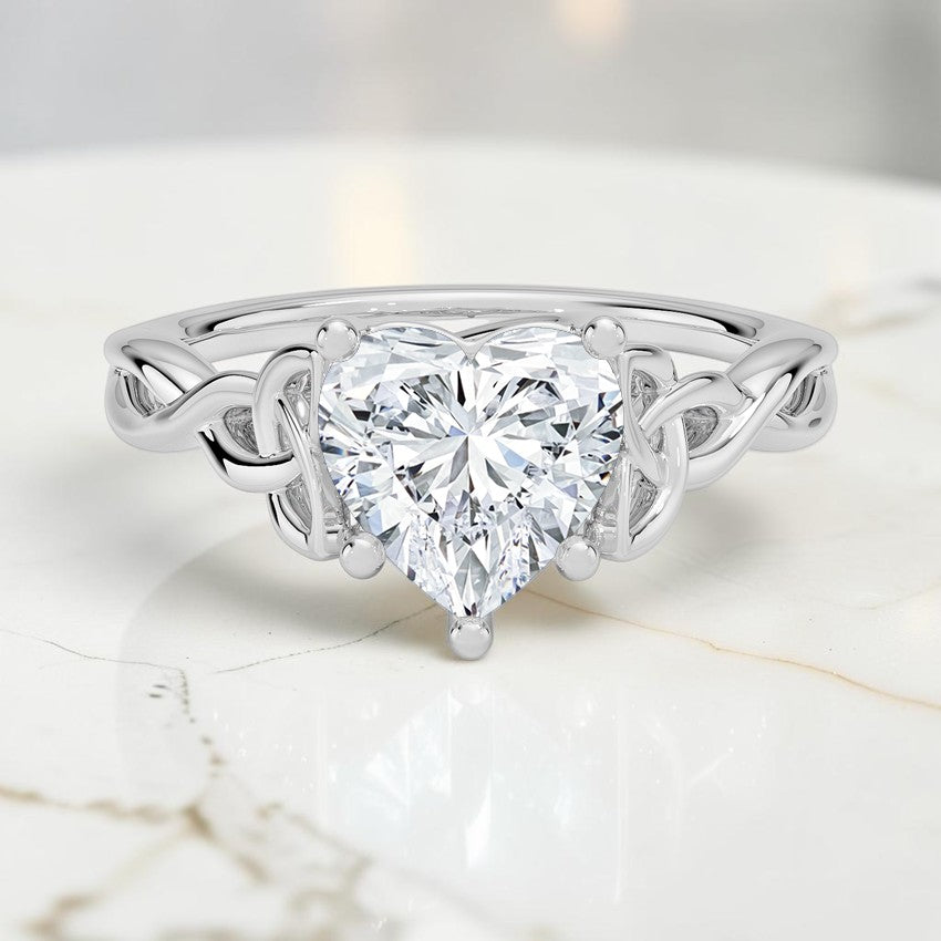 Celtic Love Knot Ring in 14K White Gold