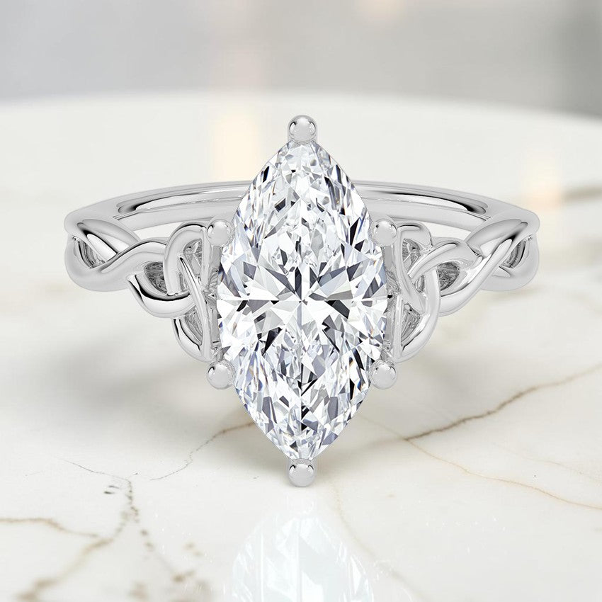 Celtic Love Knot Ring in 14K White Gold